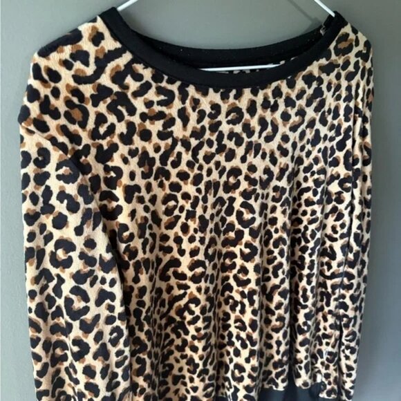 Kate Spade New York Leopard Print Velour Sweatshirt size small, fleece - Picture 7 of 7